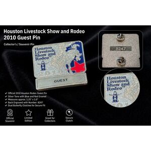 Houston Livestock Show and Rodeo 2010 Guest Pin HLSR Silver Tone Enamel 8247
